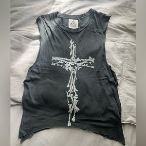 UNIF Cross Bones Distressed Cutoff Tank Small